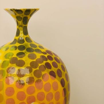 Ceramic Meltdown Vase 5, Stoneware, Pink & Yellow & White & Green & Chartreuse & Violet - Image 1