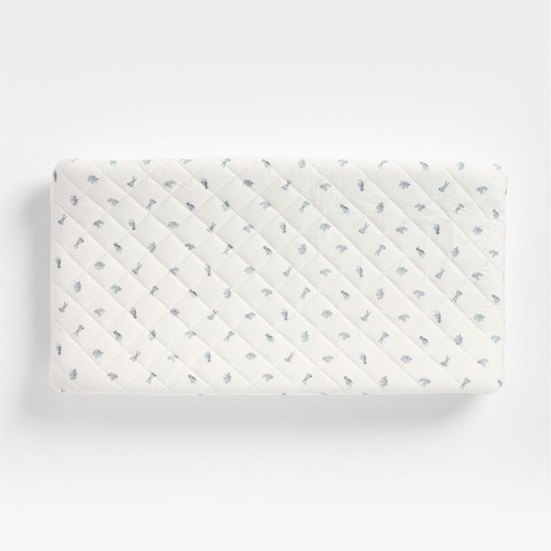 Baby's First Blue Animal Organic Cotton Heathered Jersey Baby Changing Pad Cover - Image 1