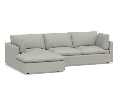 Bolinas Upholstered Right Arm Loveseat with Chaise Sectional, Down Blend Wrapped Cushions, Performance Boucle Pebble - Image 0