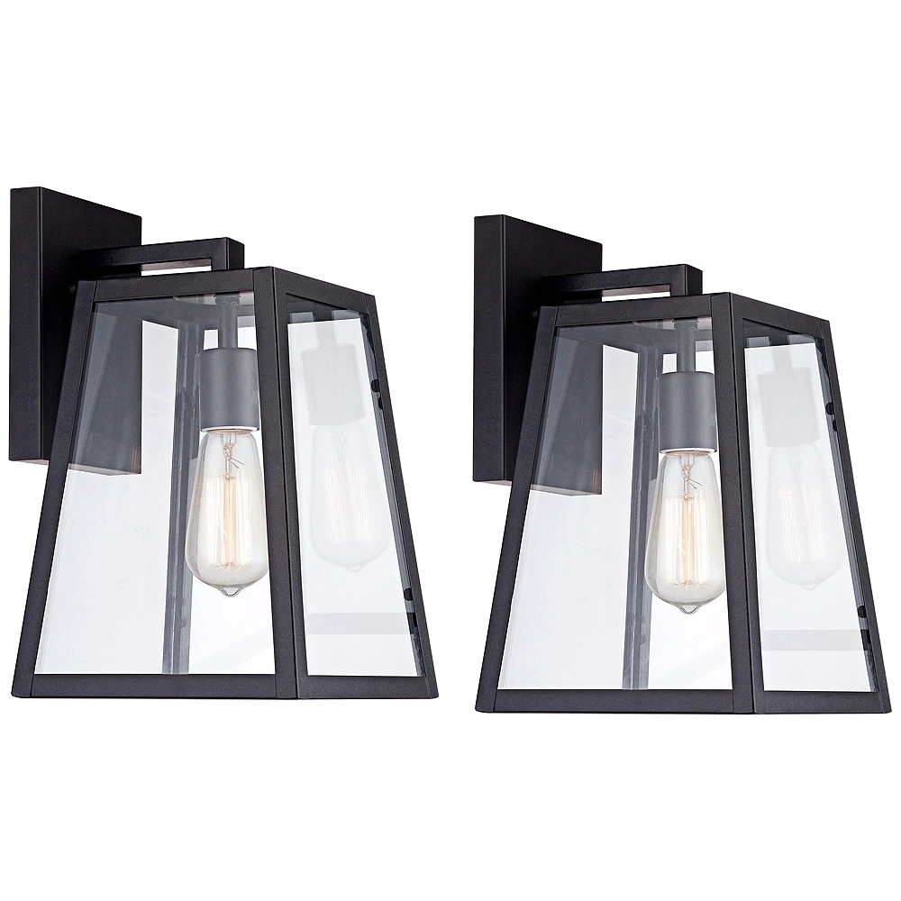 Arrington 13" High Glass and Mystic Black Wall Sconce Set of 2 - Image 0