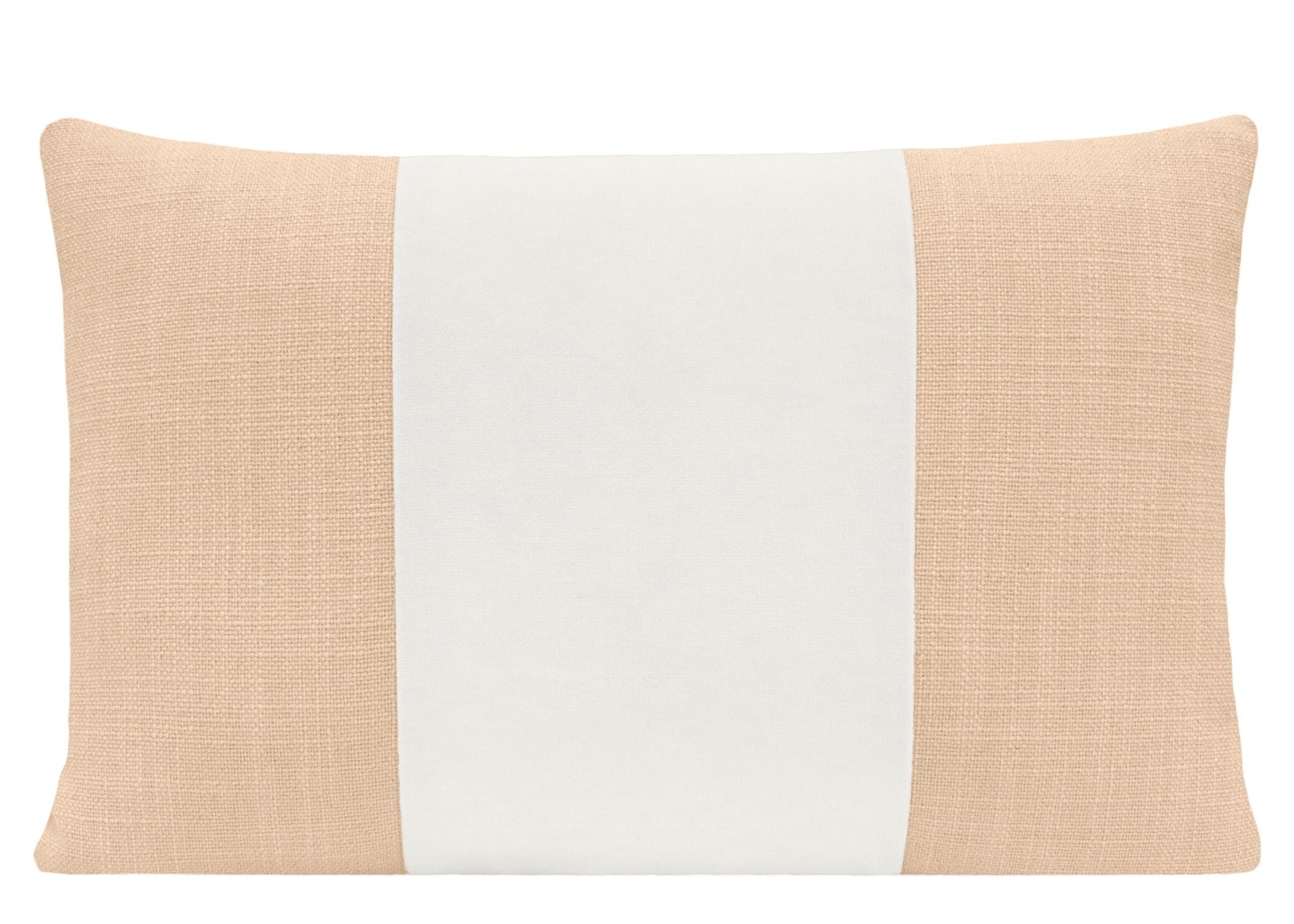 FINAL SALE : PANEL COLORBLOCK :: 12" X 18" SIGNATURE LINEN // CAMEO + ALABASTER PANEL PILLOW COVER - LITTLE LUMBAR 12" X 18" - Image 0