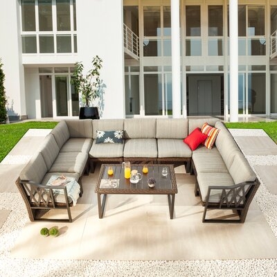 Mares Patio 10 Piece Rattan Sofa Seating Group with Cushions - Image 0