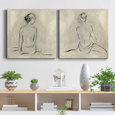 Bather I 2 Piece Wrapped Canvas in , White - Image 0
