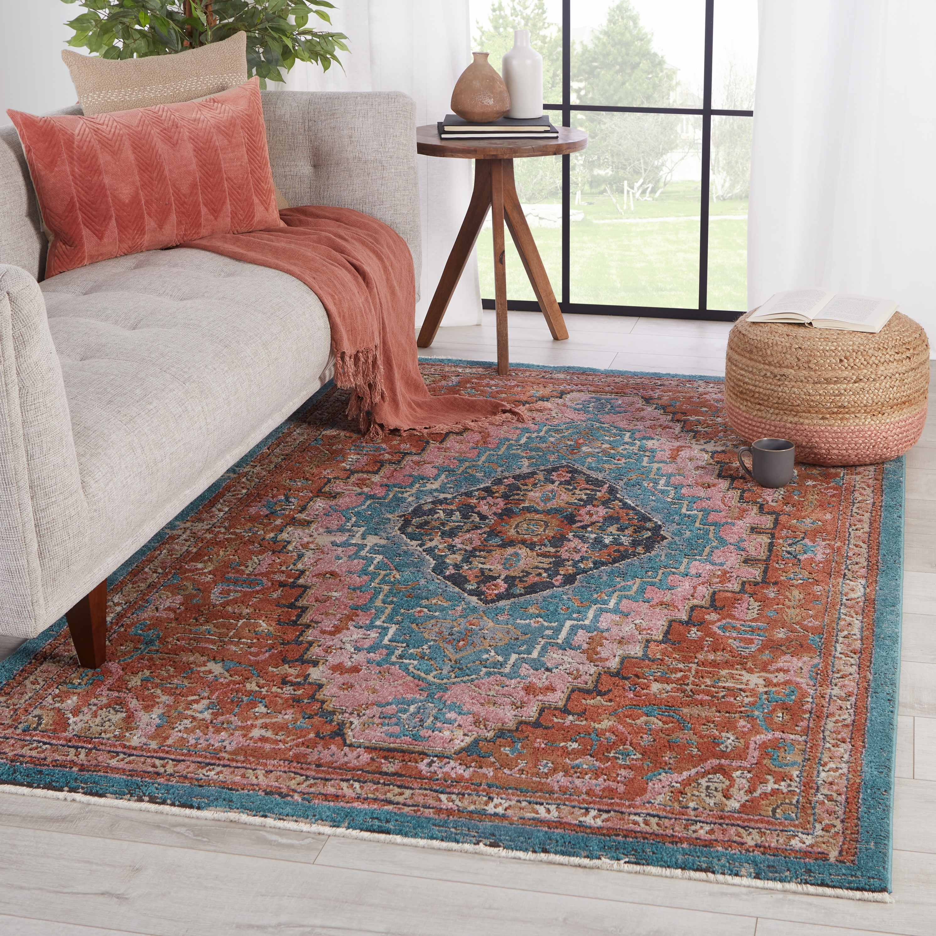 Vibe by Marielle Medallion Rust/ Teal Area Rug (9'6"X12'7") - Image 4
