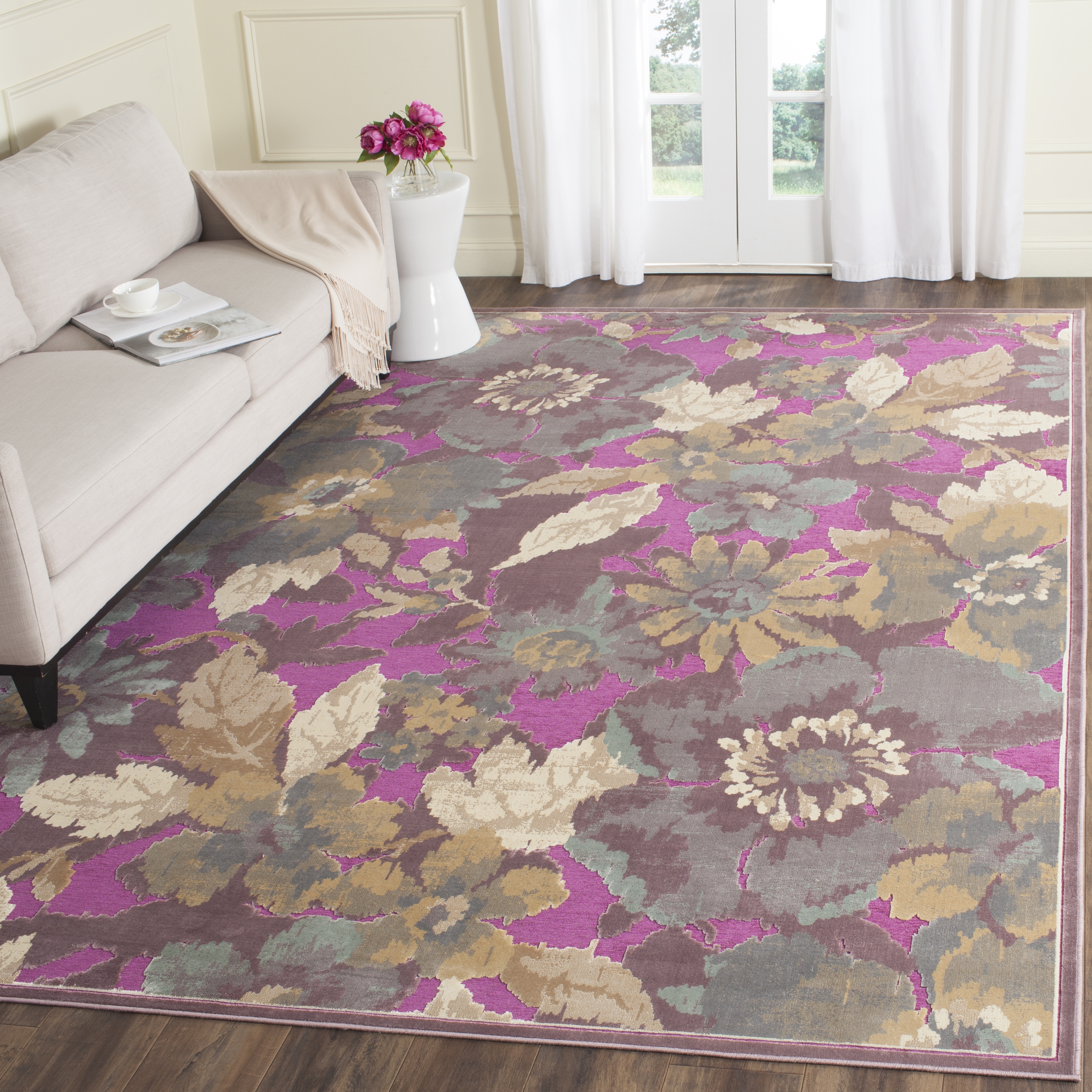 Arlo Home Woven Area Rug, PAR148-880, Purple/Fuchisa,  4' X 5' 7" - Image 1