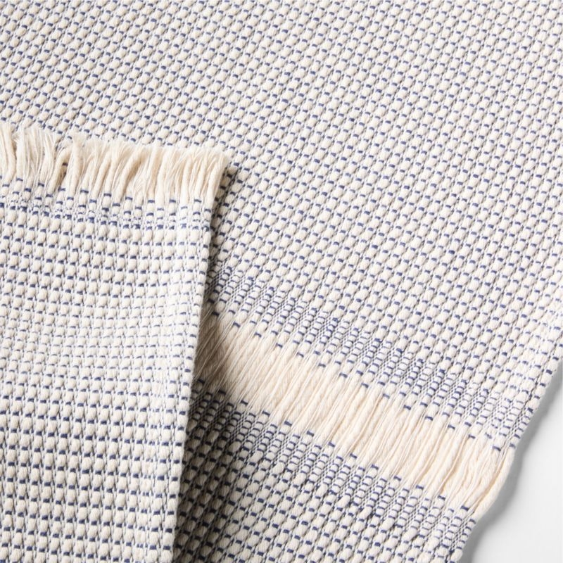 Blue Texture 90" Organic Cotton Table Runner - Image 1