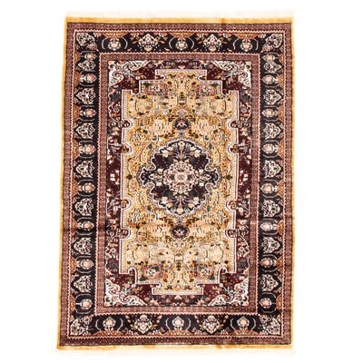 One-of-a-Kind Hazbie Hand-Knotted New Age 3'11" x 5'10" Silk Area Rug in Brown - Image 0