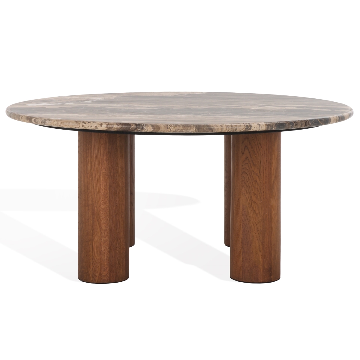 Tylee Round Marble Coffee Table - Dark Brown/Walnut - Image 3