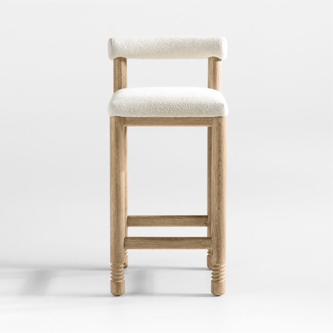 Revival Boucle Oak Counter Stool by Athena Calderone - Image 0