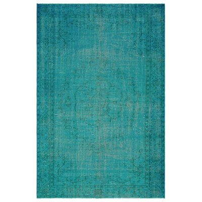 One-of-a-Kind Hand-Knotted 1960s Turquoise 5'2" x 9'3" Area Rug - Image 0
