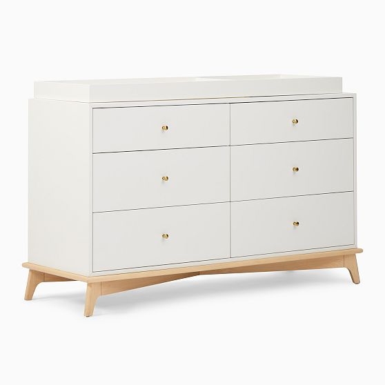 Sydney 6 Drawer Changing Table Pack, Simply White/Natural - Image 0