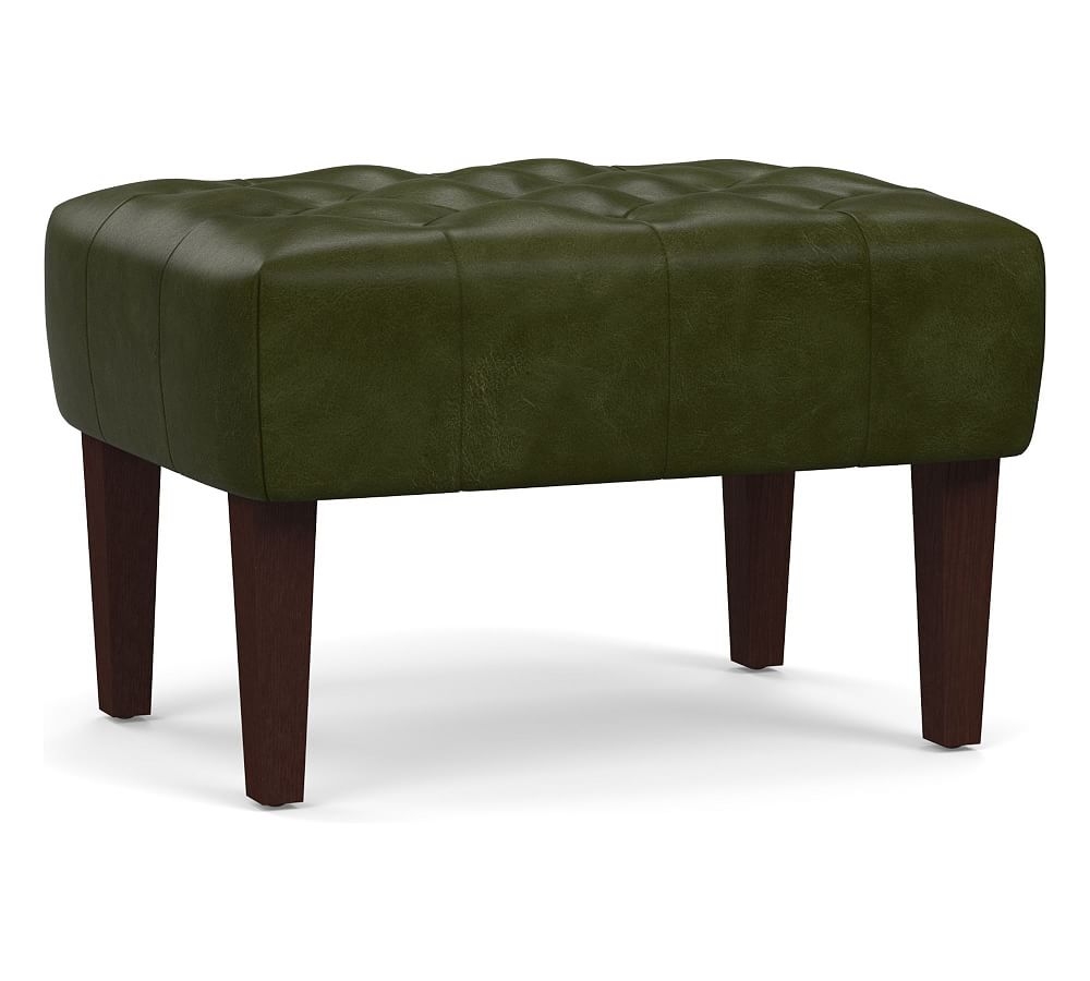 Champlain Leather Tufted Ottoman, Polyester Wrapped Cushions, Legacy Forest Green - Image 0