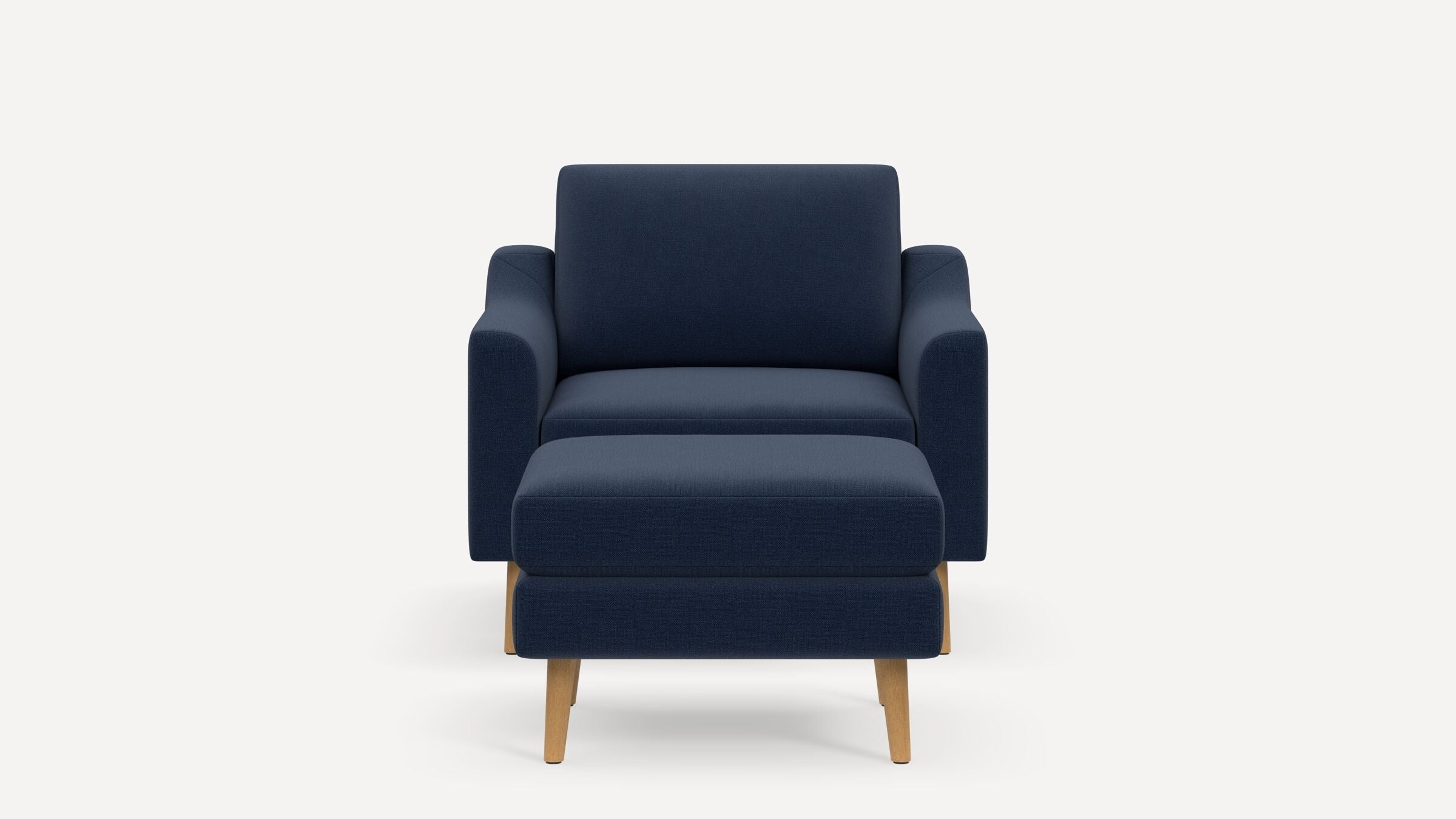 Nomad Armchair with Ottoman - Navy Blue - Performance Flatweave / Oak - Wood / Slope - Image 0