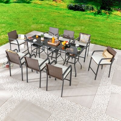 Fratesi Square 8 - Person 27.6" Long Bar Height Dining Set with Cushions - Image 0