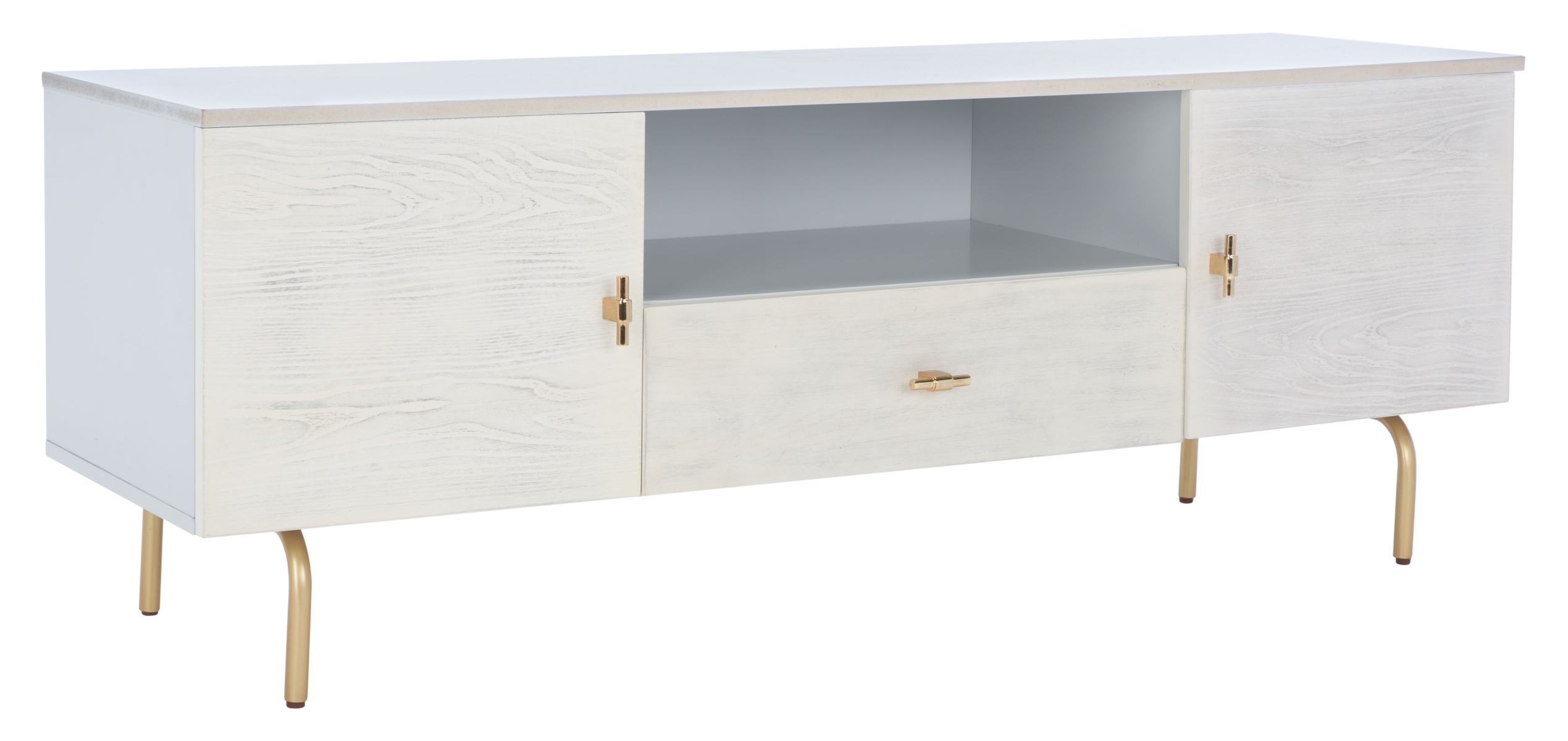 Genevieve Media Stand - Grey / White Washed - Safavieh - Image 4