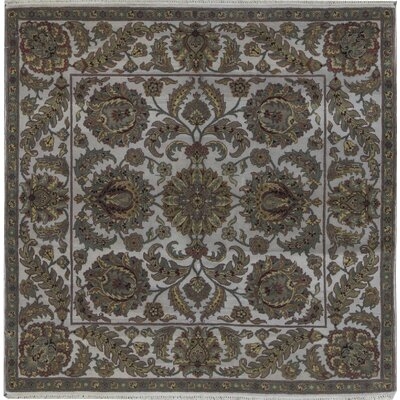 One-of-a-Kind Trinity Hand-Knotted Light Gray 6'1" Square Wool Area Rug - Image 0