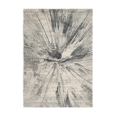 Glint 6.5" X 9.5" Abstract Area Rug, Gray & Cream White Polypropylene - Image 0