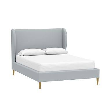 Wren Wingback Bed, King, Boucle Light Gray, IDS - Image 0