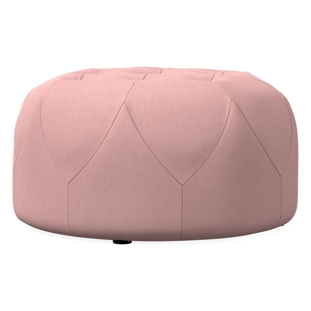 Brighton Small Ottoman, Poly, Velvet, Pink, Concealed Support - Image 0