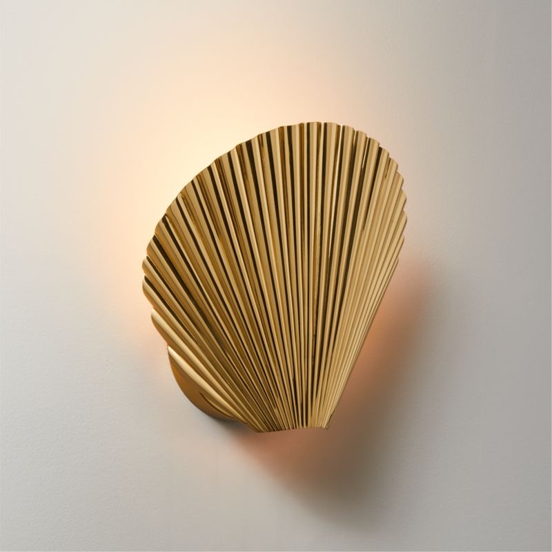 Crinkle Polished Brass Wall Sconce - Image 1