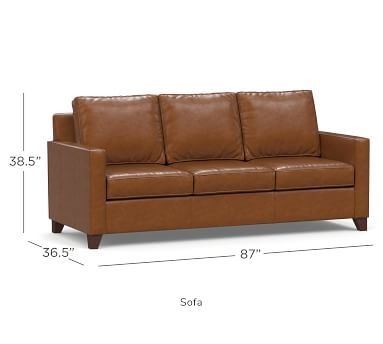 Cameron Square Arm Leather Loveseat 62", Polyester Wrapped Cushions, Churchfield Chocolate - Image 2