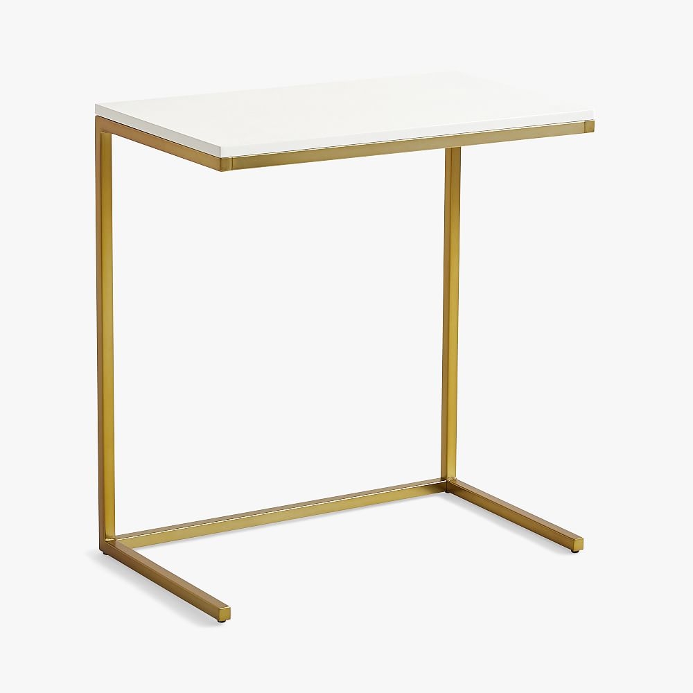 Blaire C-Table, Gold/Laquered Simply White - Image 0