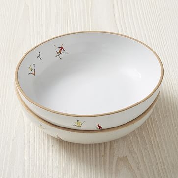 Holiday Skiers Cereal Bowl, Stoneware, Skier, Each - Image 2