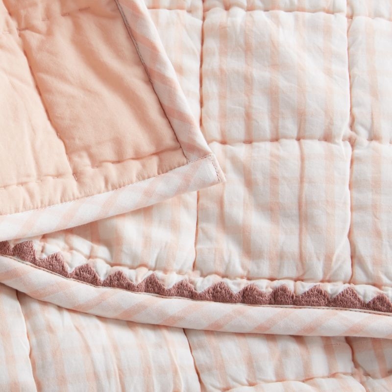 Pink Windowpane Plaid Organic Cotton Baby Crib Quilt - Image 2