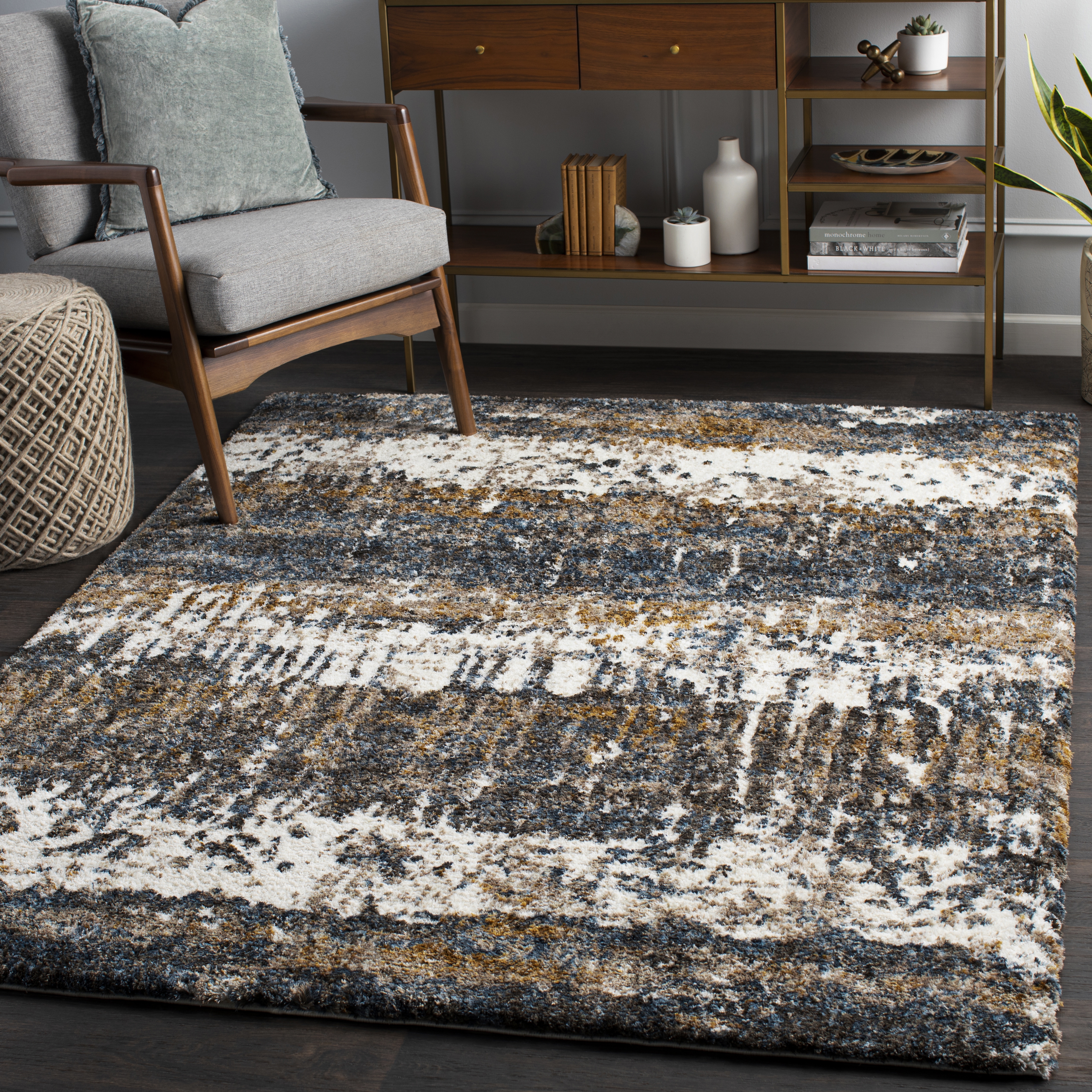 Celestial Shag Brown Indoor 5'3" x 7' Machine Woven Rug - Image 1