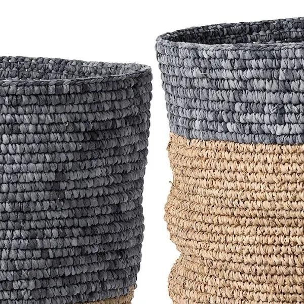 Natural Seagrass Baskets, Tan & Gray, Set of 2 - Image 1