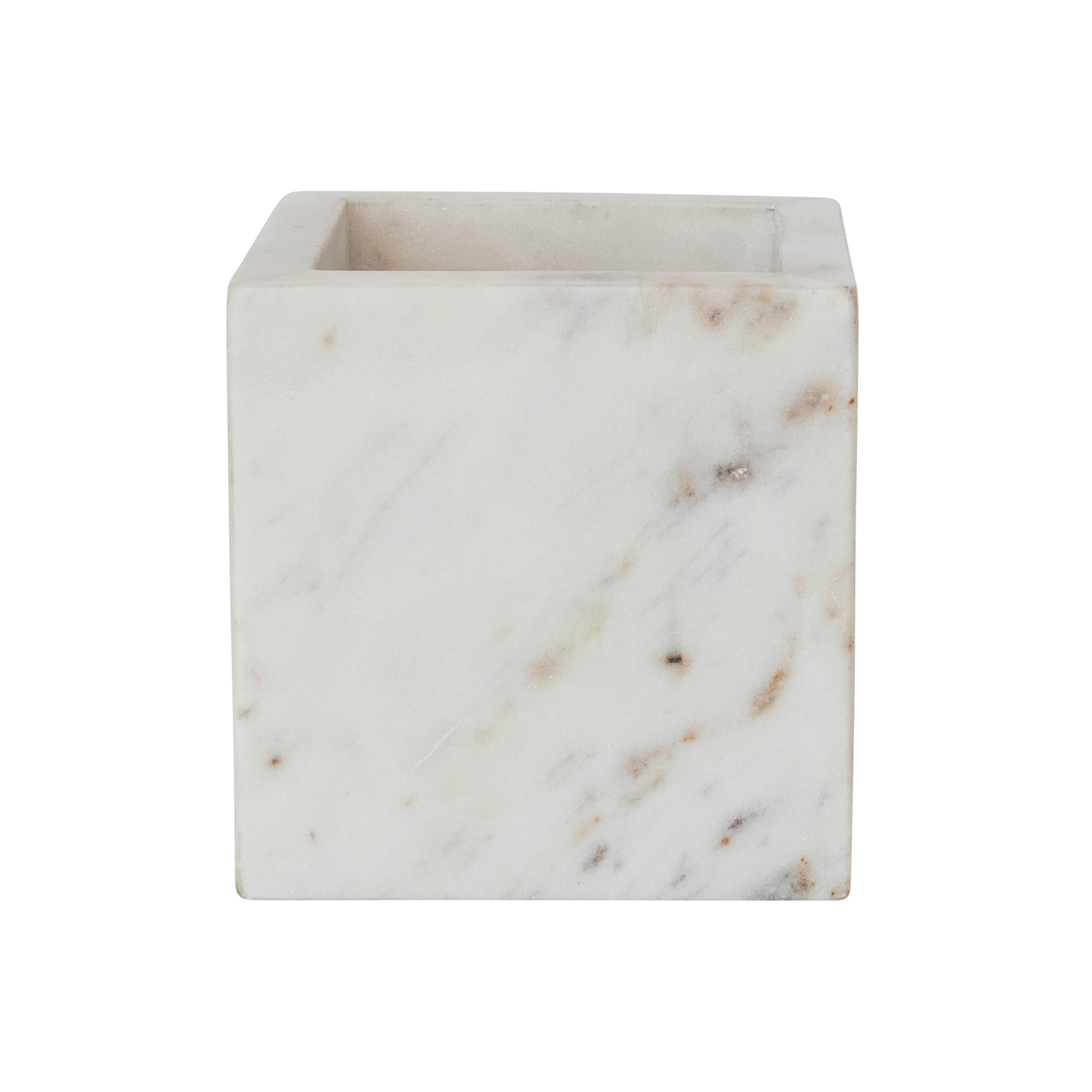 Large Square Marble Container, White - Image 0