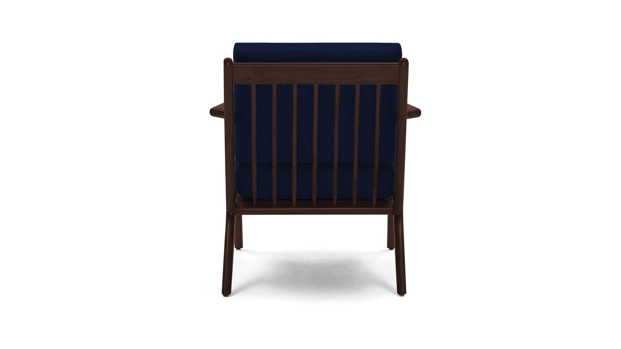 Blue Soto Mid Century Modern Chair - Royale Cobalt - Walnut - Image 4