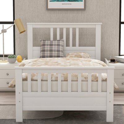 Twin Wood Platform Bed With Headboard And Footboard - Image 0