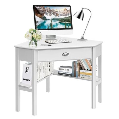 Corner Wooden PC Laptop Computer Desk-White - Image 0