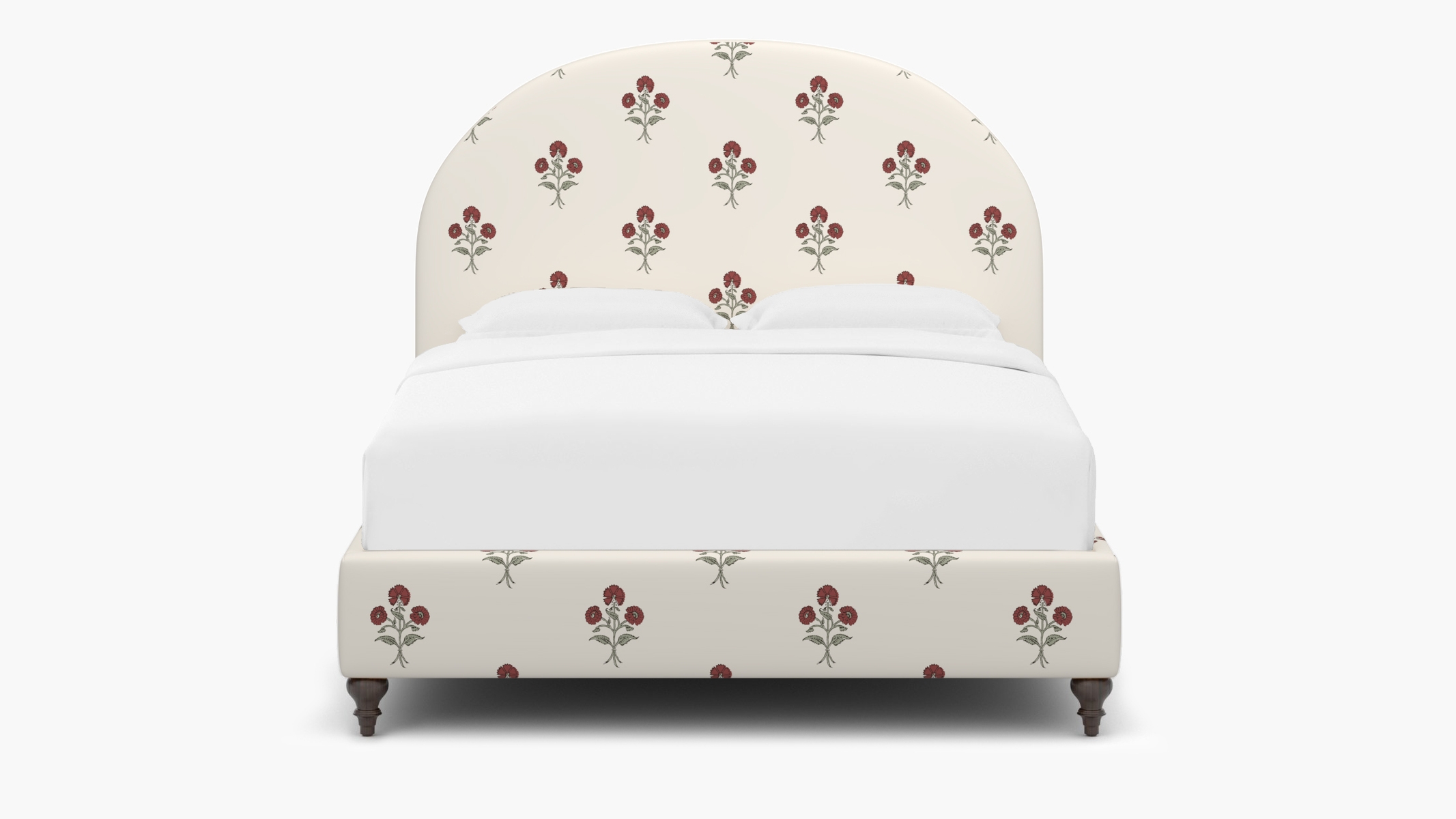 Demilune Bed, Red Delphine, Espresso Traditional Turned Leg, Twin - Image 0