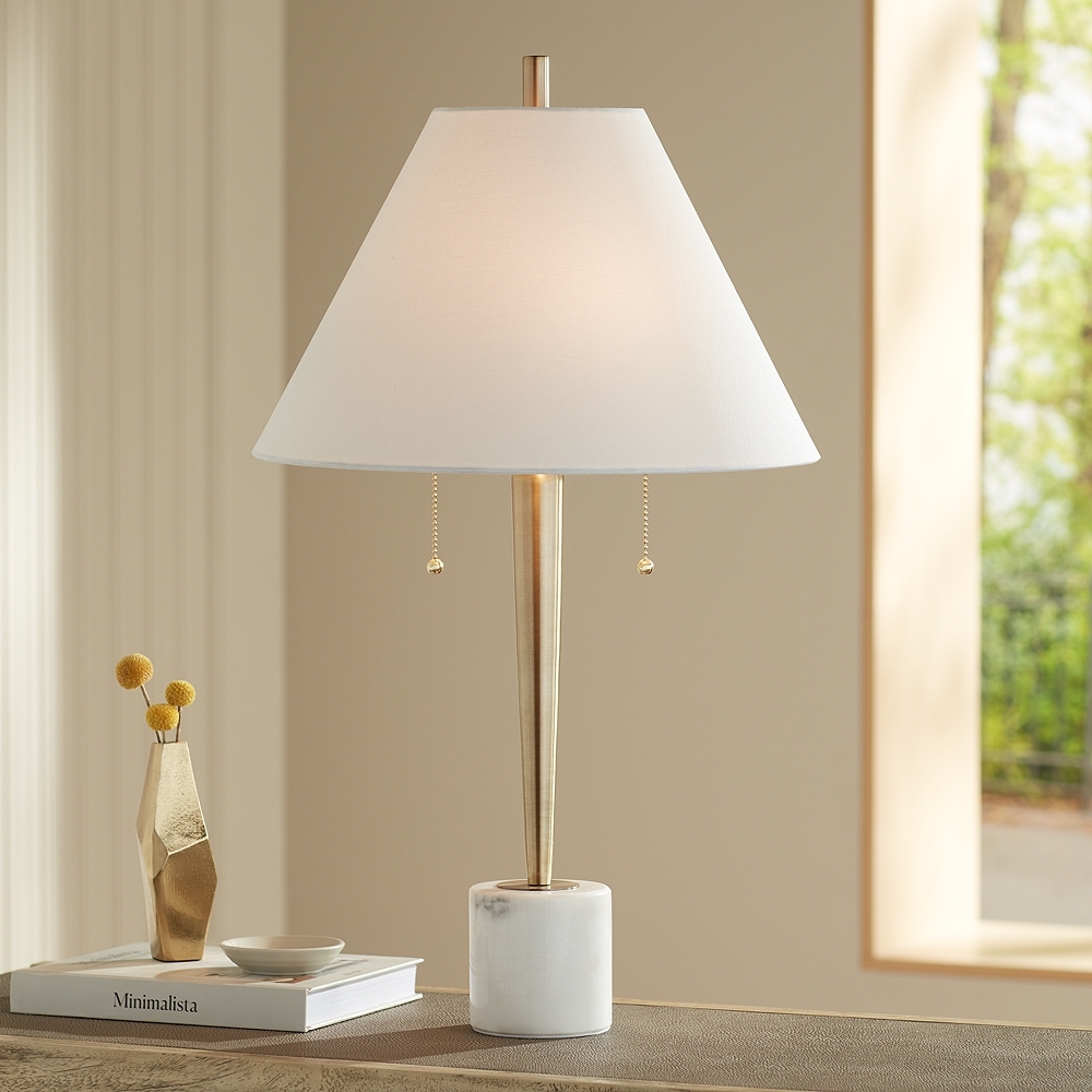 Possini Euro Brandi 27 1/2" High Marble and Brass Modern Table Lamp - Image 0