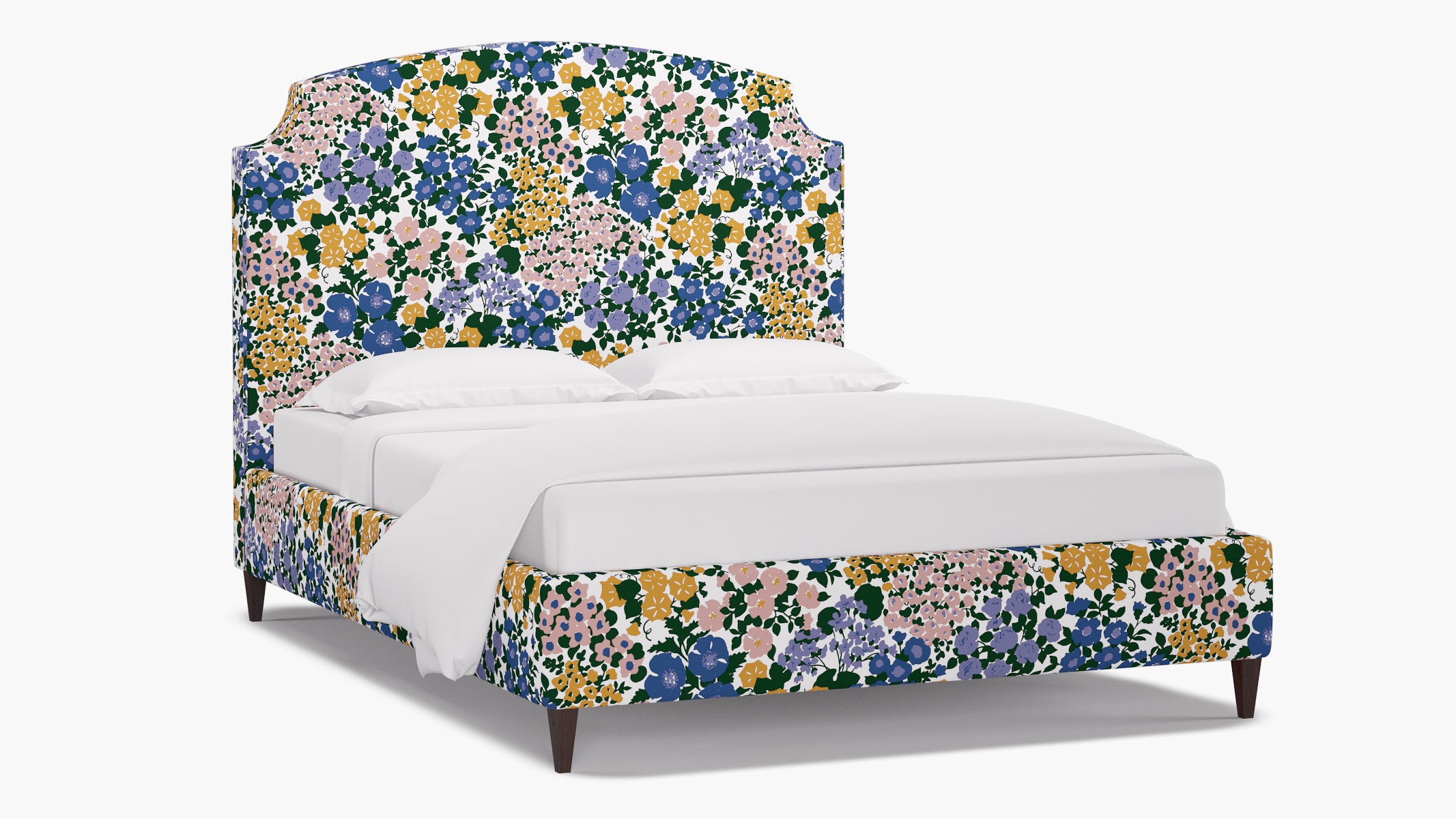 Cove Bed, Lavender Million Flowers, Espresso Square Tapered Leg, Twin - Image 1