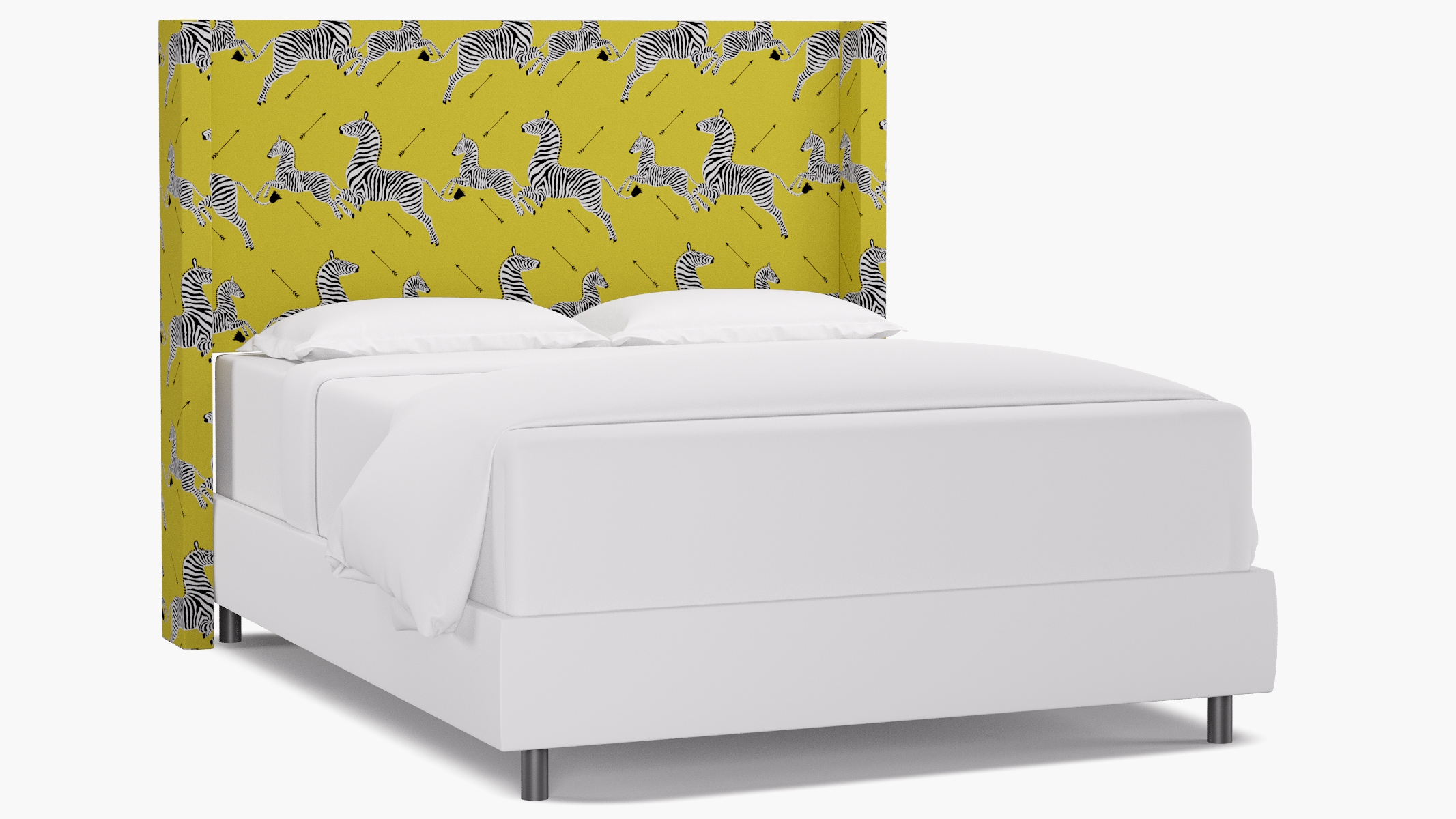 Modern Wingback Headboard, Yellow Zebra, Queen - Image 0