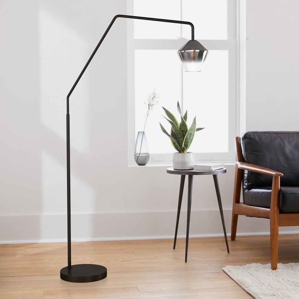 SCULPTURAL OVERARCHING FLOOR LAMP: GEO SMALL: SILVER OMBRE:DARK BRONZE:6.75" - Image 0