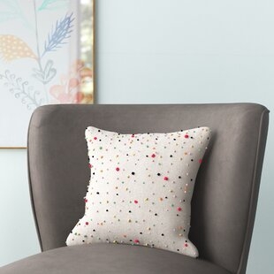 Square White Cotton Pillow with Multicolor Polka Dots & French Knots - Image 3
