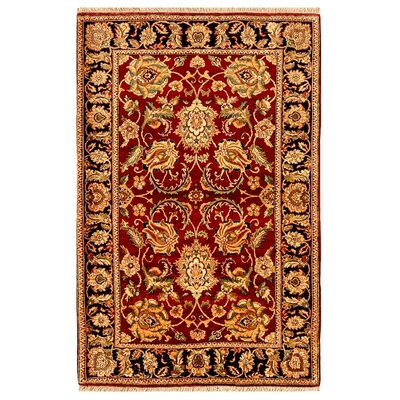 Hand Knotted Wool Black/Red/Gold Rug - Image 0