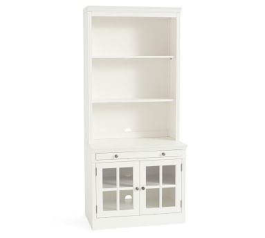 Livingston Bookcase with Glass Cabinets, Montauk White, 35"L x 81"H - Image 0