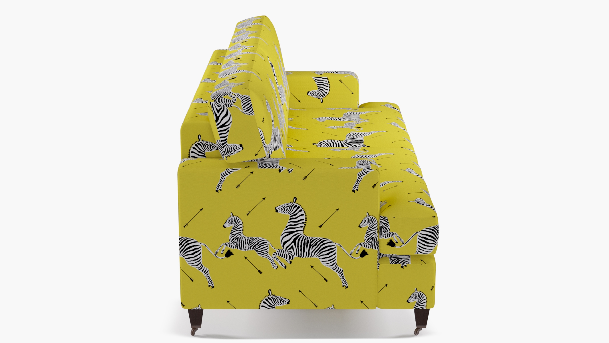 Classic Sofa, Yellow Zebra, Espresso with Antique Brass Caster - Image 2