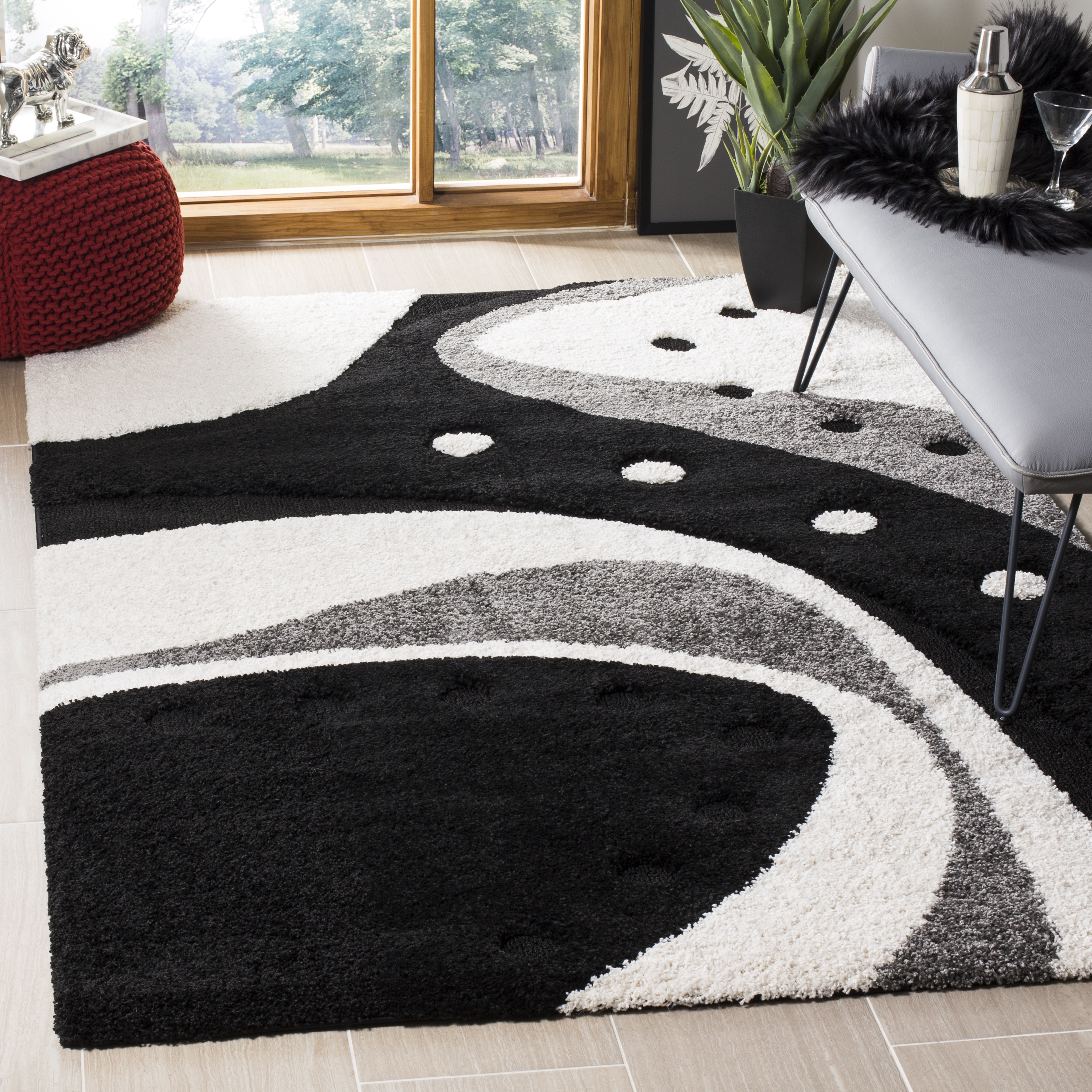 Arlo Home Woven Area Rug, SG473-9012, Black/Ivory,  3' 3" X 5' 3" - Image 1