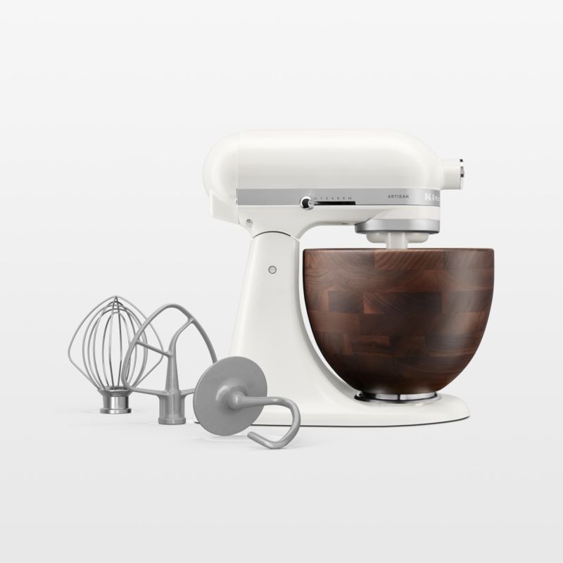 KitchenAid ® Artisan Series Porcelain White 5-Quart Tilt-Head Stand Mixer with Walnut Bowl - Image 6
