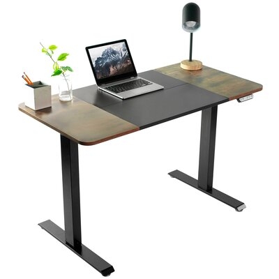 VIVO White And Light Wood Electric 47" X 24" Sit Stand Desk - Image 0