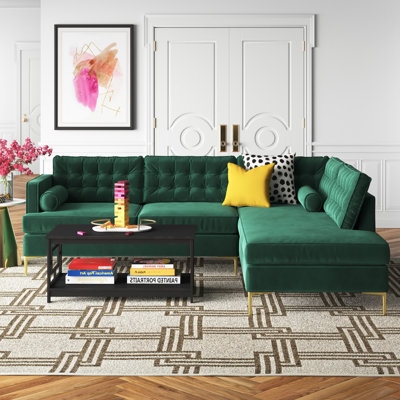 Bruno 101" Wide Velvet Sofa & Chaise - Image 0