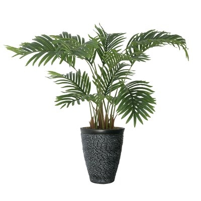 Vintage Home Artificial Faux Real Touch 4.42 Feet Tall Palm Tree With Fiberstone Planter - Image 0