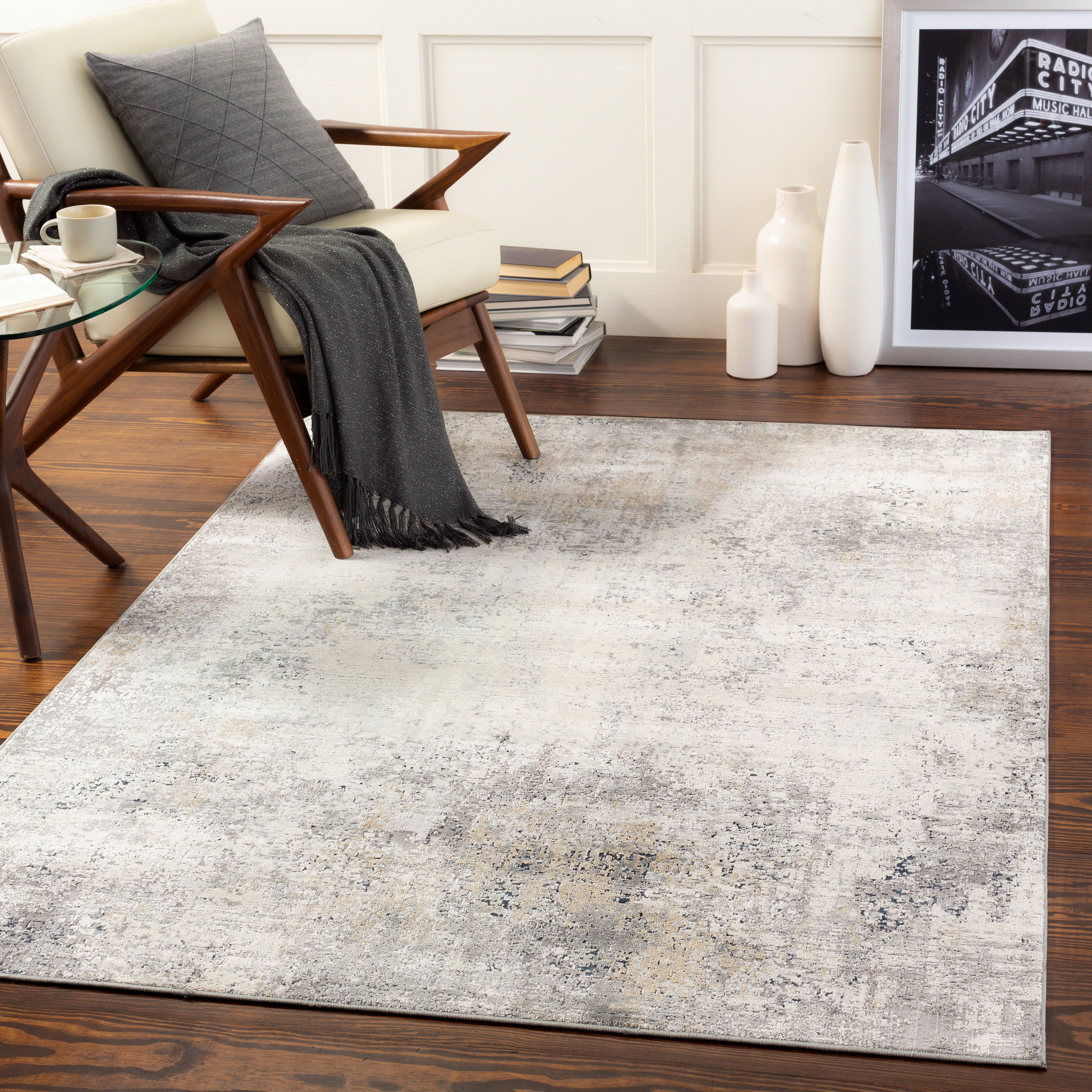 Norland Gray Indoor 7'10" x 10' Machine Woven Rug - Image 1