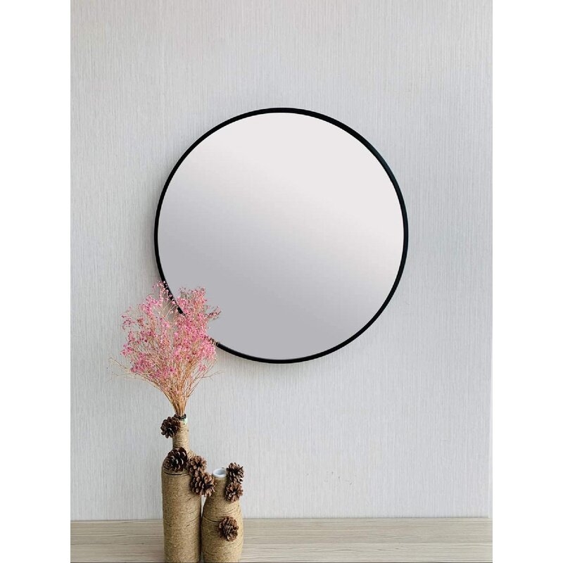 Black Round Mirror, 24" - Image 1